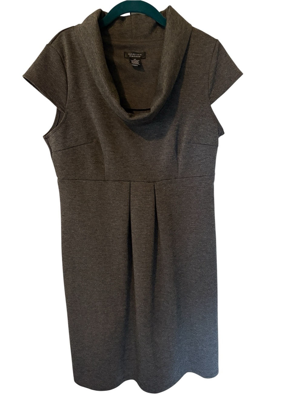 Spense Gray Cowl Neck Cap Sleeve Midi Dress